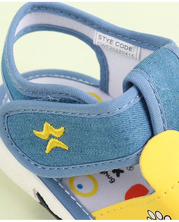 Cute Walk by Babyhug Velcro Closure Sandals With Teddy Bear Applique - Royal Blue