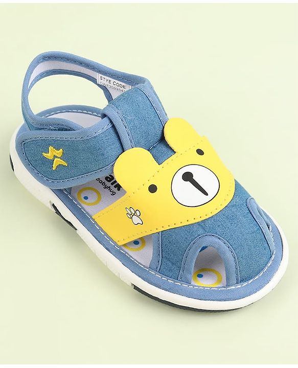 Cute Walk by Babyhug Velcro Closure Sandals With Teddy Bear Applique - Royal Blue