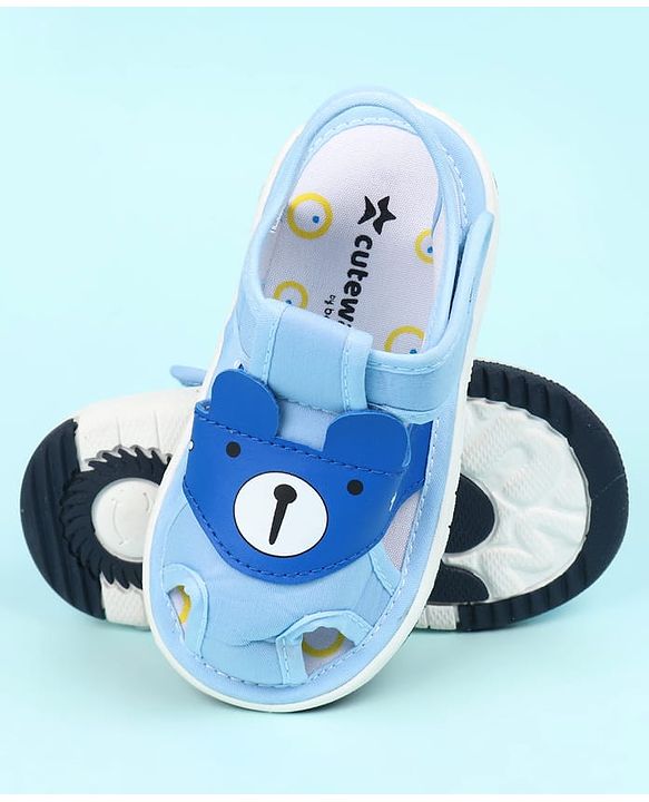 Cute Walk by Babyhug Velcro Closure Sandals With Teddy Bear Applique - Royal Blue