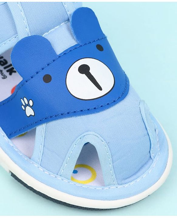 Cute Walk by Babyhug Velcro Closure Sandals With Teddy Bear Applique - Royal Blue