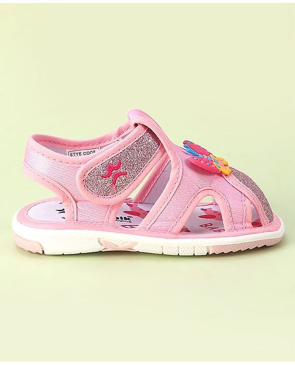 Cute Walk by Babyhug Velcro Closure Sandals with Butterfly Applique - Pink