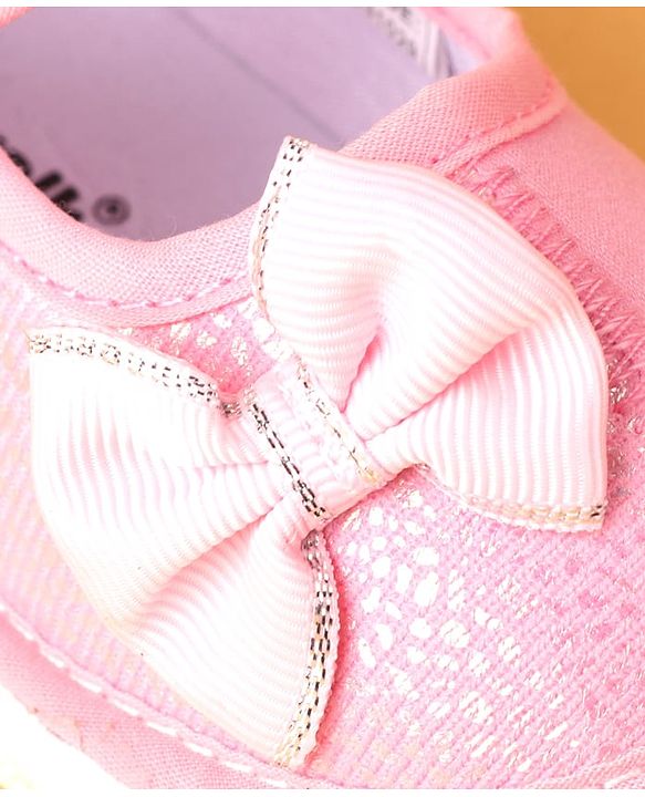 Cute Walk by Babyhug Velcro Closure Casual Shoes With Bow Applique - Pink