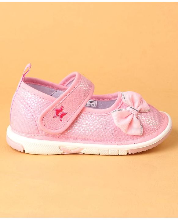 Cute Walk by Babyhug Velcro Closure Casual Shoes With Bow Applique - Pink