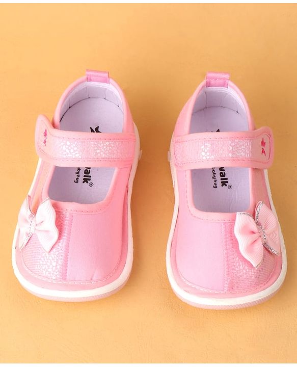 Cute Walk by Babyhug Velcro Closure Casual Shoes With Bow Applique - Pink