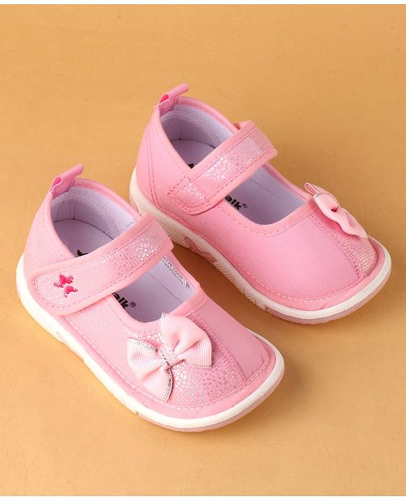 Cute Walk by Babyhug Velcro Closure Casual Shoes With Bow Applique - Pink