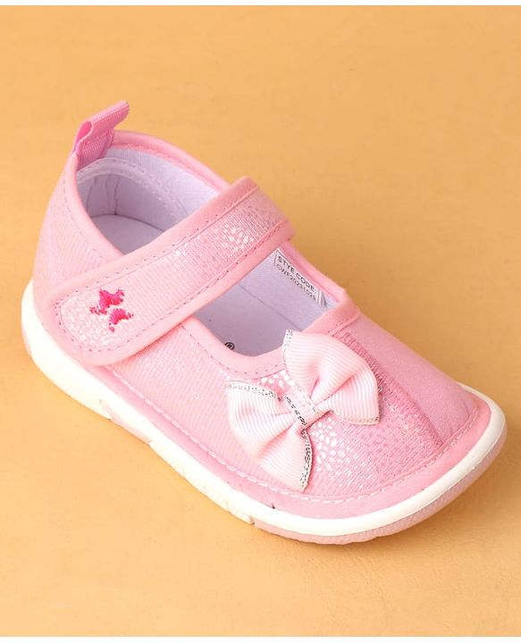 Cute Walk by Babyhug Velcro Closure Casual Shoes With Bow Applique - Pink