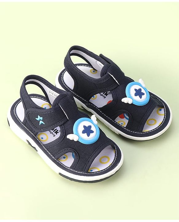 Cute Walk by Babyhug Velcro Closure Sandals with Star Applique - Navy Blue