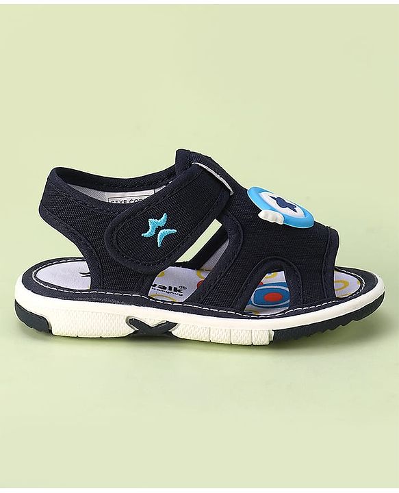 Cute Walk by Babyhug Velcro Closure Sandals with Star Applique - Navy Blue