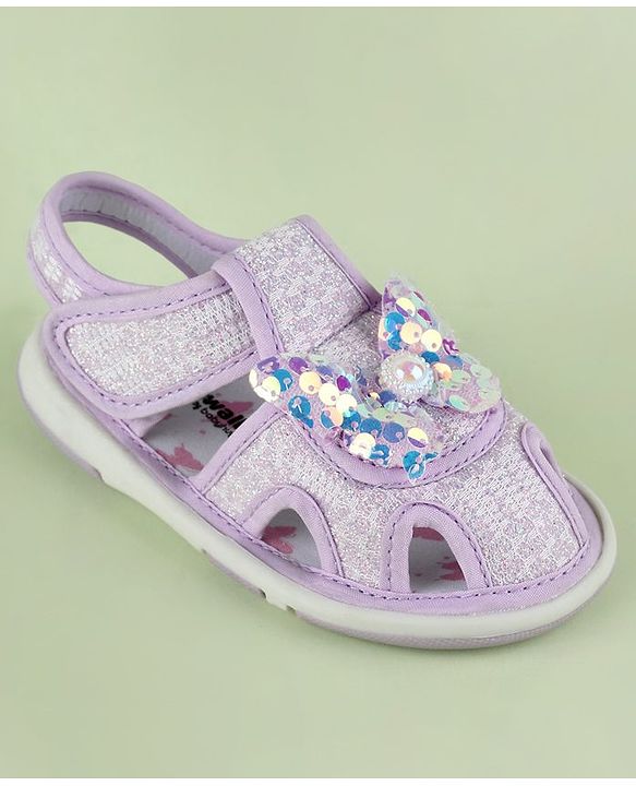 Cute Walk by Babyhug Sandals With Butterfly Applique & Velcro Closure - Purple