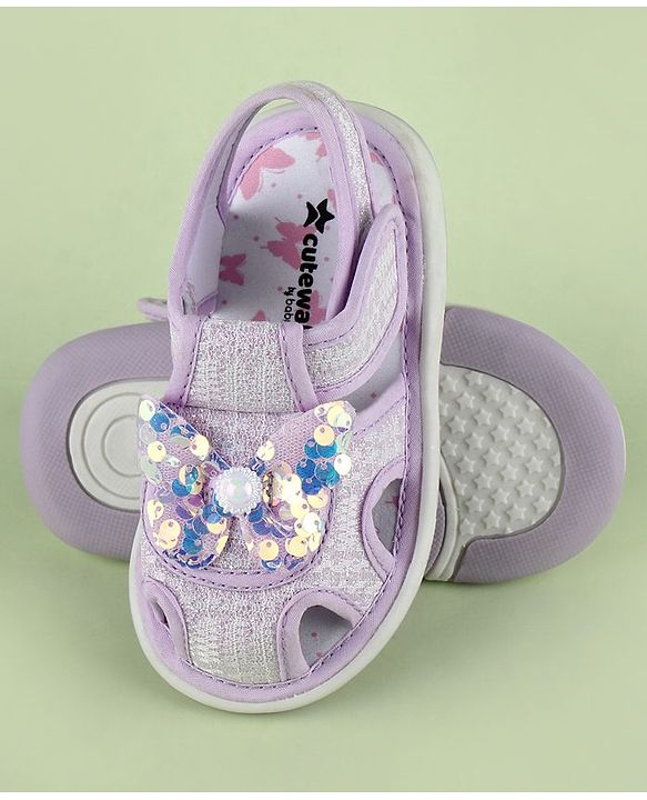 Cute Walk by Babyhug Sandals With Butterfly Applique & Velcro Closure - Purple