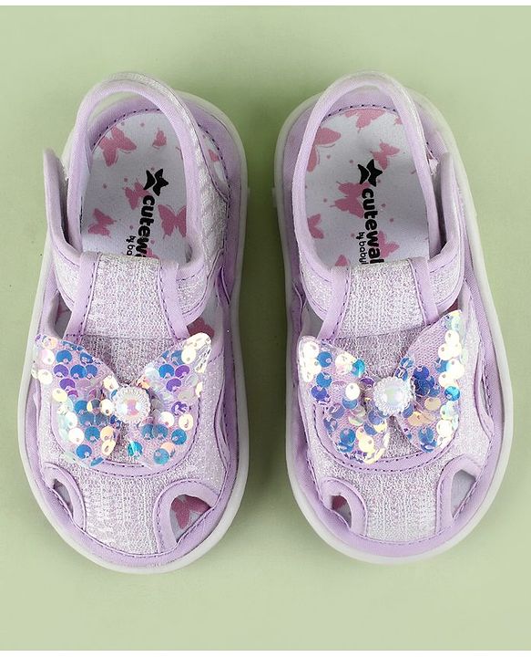 Cute Walk by Babyhug Sandals With Butterfly Applique & Velcro Closure - Purple