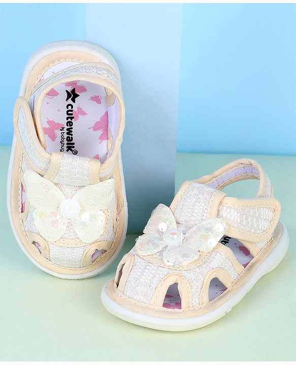Cute Walk by Babyhug Sandals With Butterfly Applique & Velcro Closure - Purple