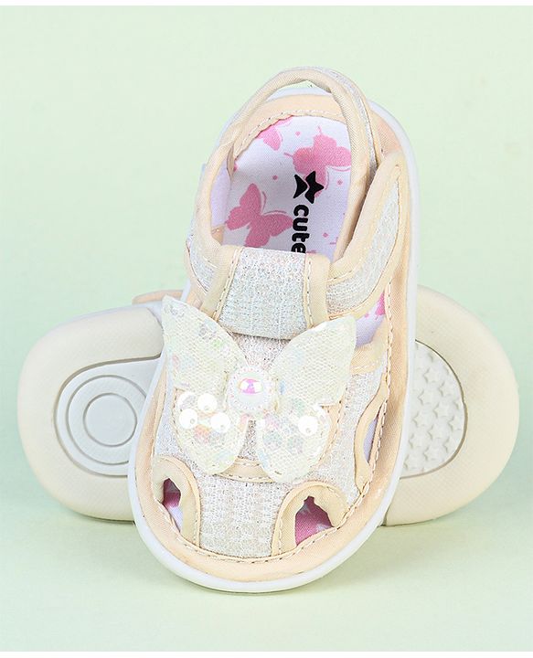 Cute Walk by Babyhug Sandals With Butterfly Applique & Velcro Closure - Purple