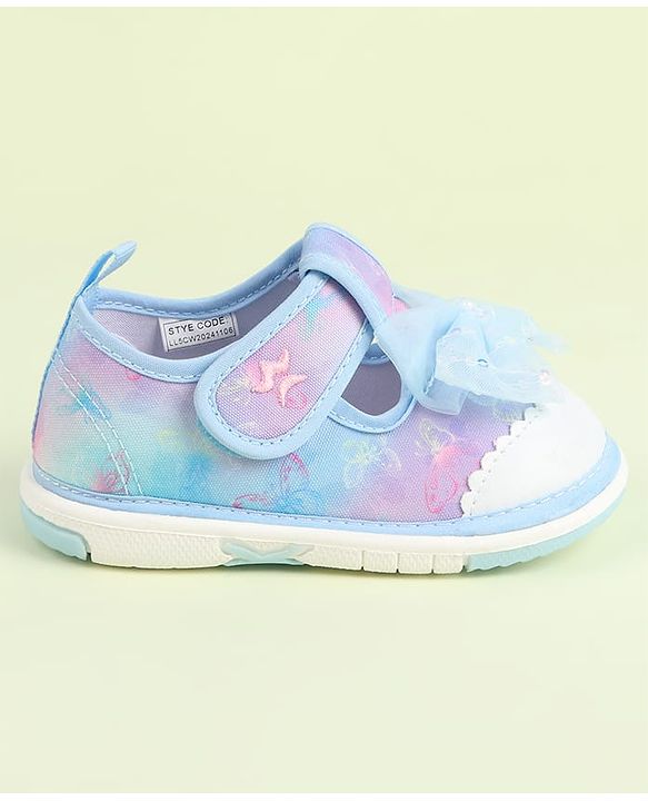 Cute Walk by Babyhug Velcro Closure Sandals with Bow Applique - Aqua Blue