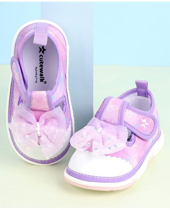Cute Walk by Babyhug Velcro Closure Sandals with Bow Applique - Aqua Blue