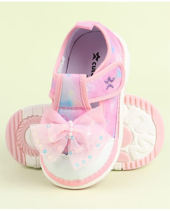 Cute Walk by Babyhug Velcro Closure Sandals with Bow Applique - Aqua Blue