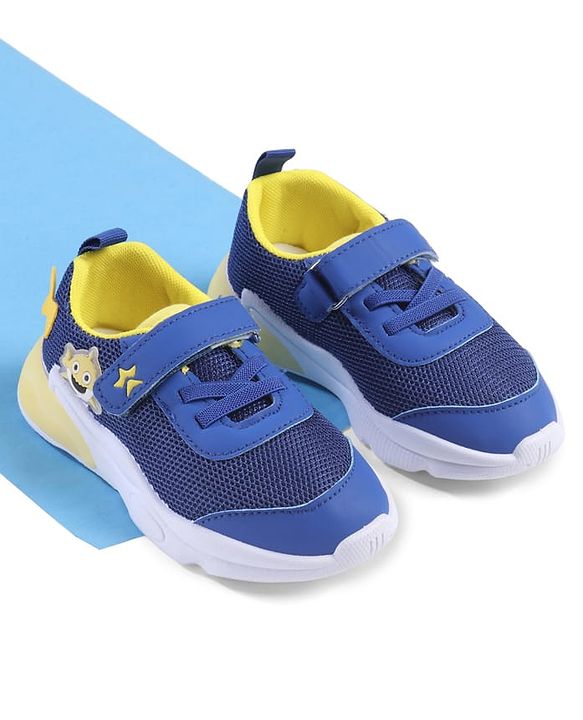 Cute Walk by Babyhug Velcro Closure Sneaker with Animal Applique - Blue