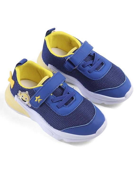 Cute Walk by Babyhug Velcro Closure Sneaker with Animal Applique - Blue