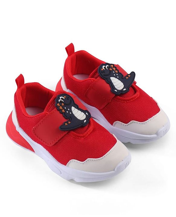 Cute Walk by Babyhug Velcro Closure Sneaker with Dino Applique - Red