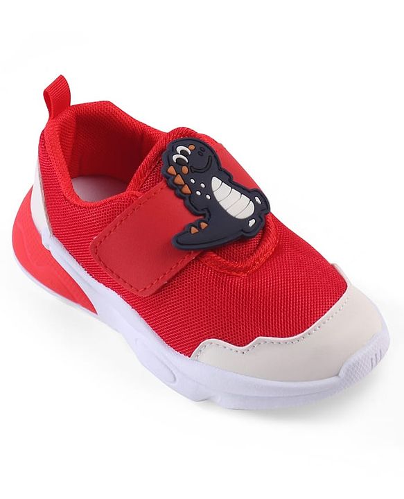 Cute Walk by Babyhug Velcro Closure Sneaker with Dino Applique - Red