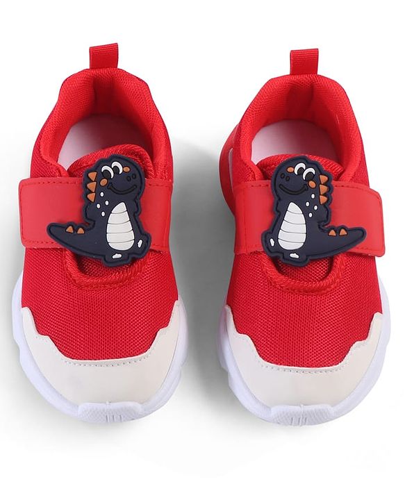 Cute Walk by Babyhug Velcro Closure Sneaker with Dino Applique - Red