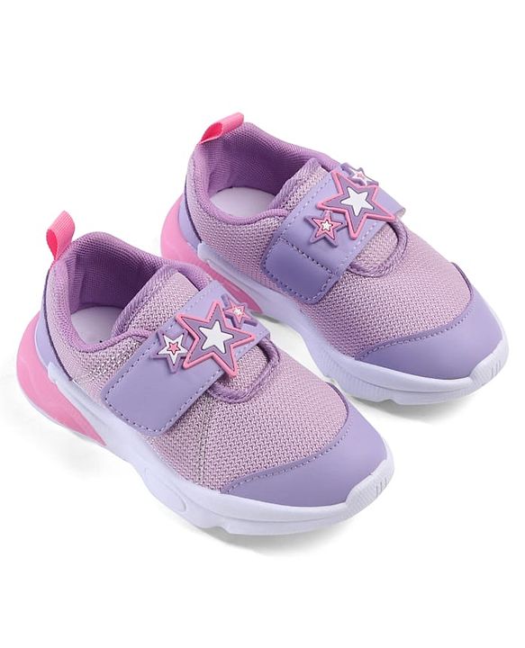 Cute Walk by Babyhug Velcro Closure Sneakers with Star Applique - Purple