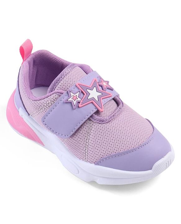 Cute Walk by Babyhug Velcro Closure Sneakers with Star Applique - Purple