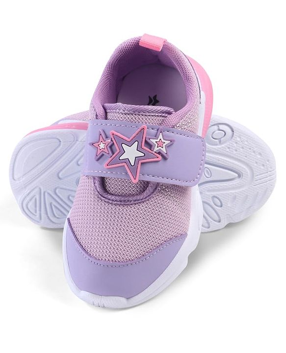 Cute Walk by Babyhug Velcro Closure Sneakers with Star Applique - Purple