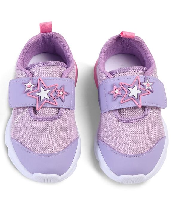 Cute Walk by Babyhug Velcro Closure Sneakers with Star Applique - Purple