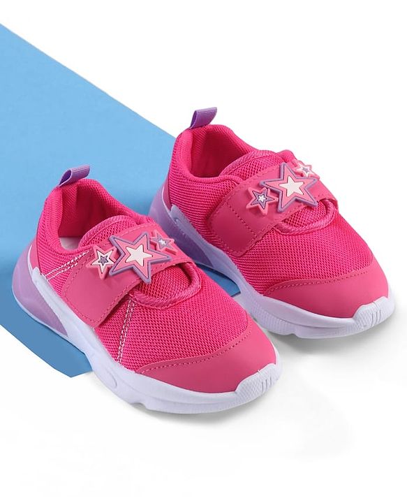 Cute Walk by Babyhug Velcro Closure Sneakers with Star Applique - Purple