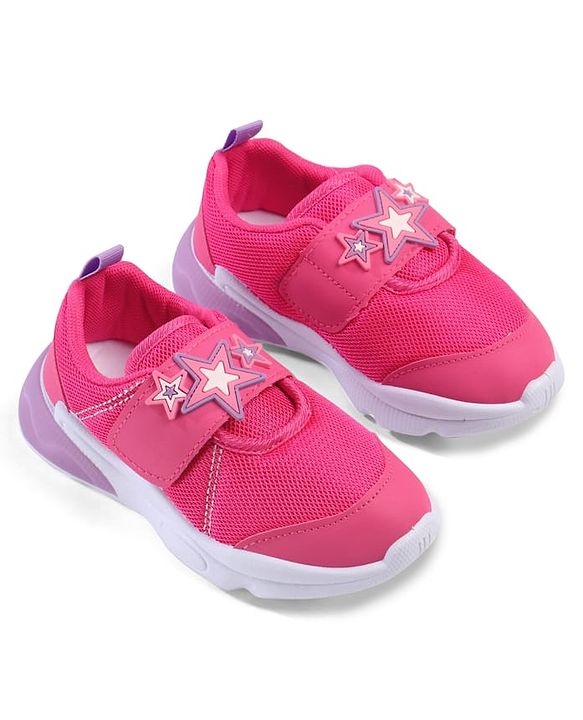 Cute Walk by Babyhug Velcro Closure Sneakers with Star Applique - Purple