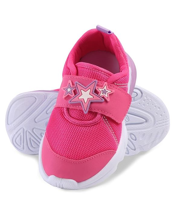 Cute Walk by Babyhug Velcro Closure Sneakers with Star Applique - Purple