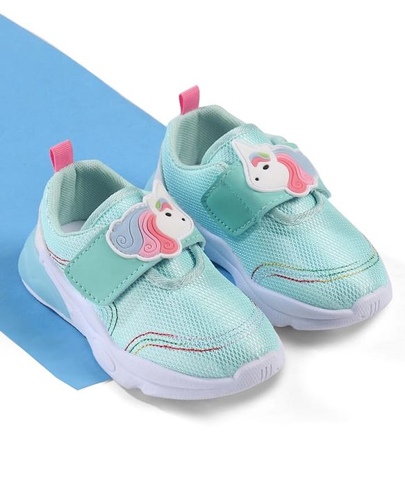 Cute Walk by Babyhug Velcro Closure Sneakers with Unicorn Applique - Mint