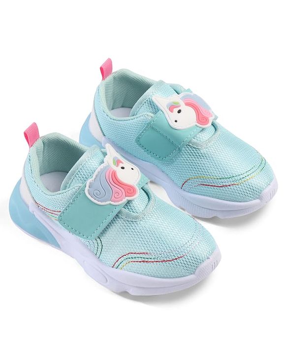 Cute Walk by Babyhug Velcro Closure Sneakers with Unicorn Applique - Mint
