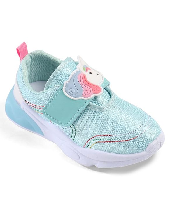 Cute Walk by Babyhug Velcro Closure Sneakers with Unicorn Applique - Mint