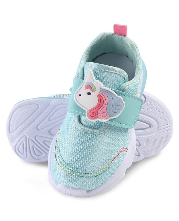Cute Walk by Babyhug Velcro Closure Sneakers with Unicorn Applique - Mint
