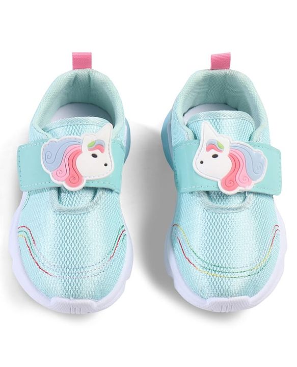 Cute Walk by Babyhug Velcro Closure Sneakers with Unicorn Applique - Mint