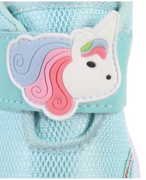 Cute Walk by Babyhug Velcro Closure Sneakers with Unicorn Applique - Mint