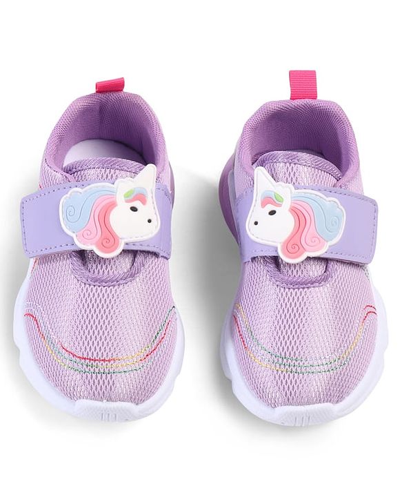 Cute Walk by Babyhug Velcro Closure Sneakers with Unicorn Applique - Mint