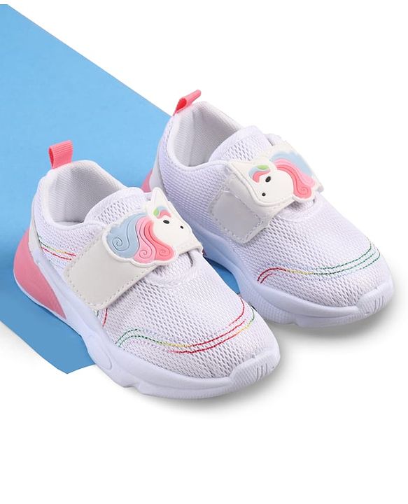 Cute Walk by Babyhug Velcro Closure Sneakers with Unicorn Applique - Mint