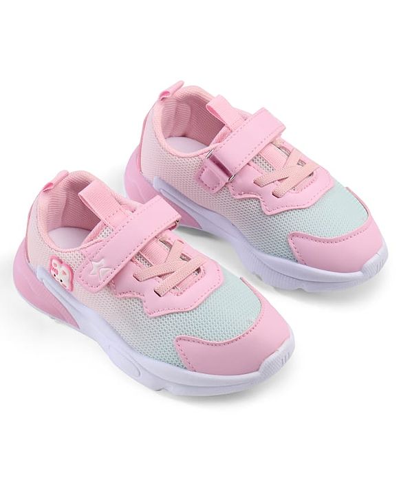 Cute Walk by Babyhug Velcro Closure Sneakers with Animal Applique - Pink