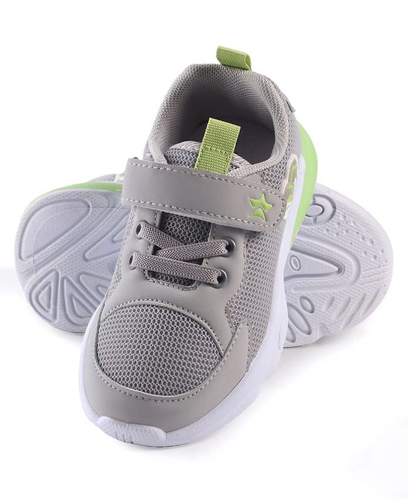 Cute Walk by Babyhug Sneaker Shoes With Animal Applique & Velcro Closure - Grey