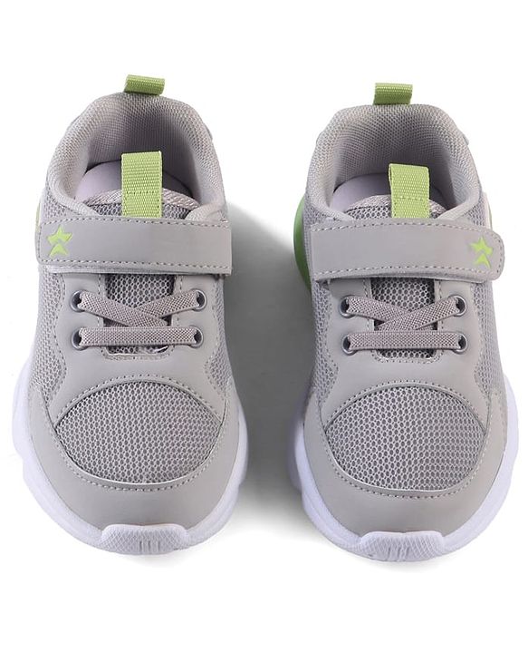 Cute Walk by Babyhug Sneaker Shoes With Animal Applique & Velcro Closure - Grey