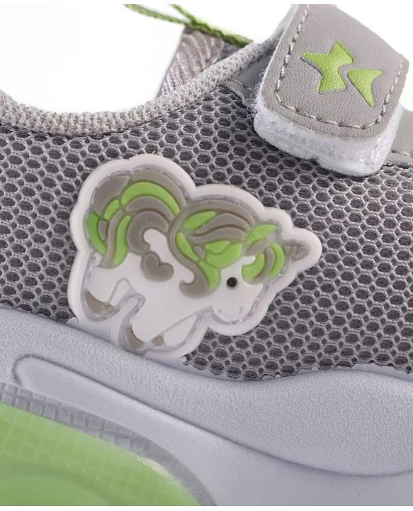 Cute Walk by Babyhug Sneaker Shoes With Animal Applique & Velcro Closure - Grey