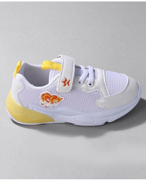Cute Walk by Babyhug Sneaker Shoes With Animal Applique & Velcro Closure - Grey