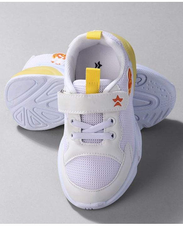 Cute Walk by Babyhug Sneaker Shoes With Animal Applique & Velcro Closure - Grey