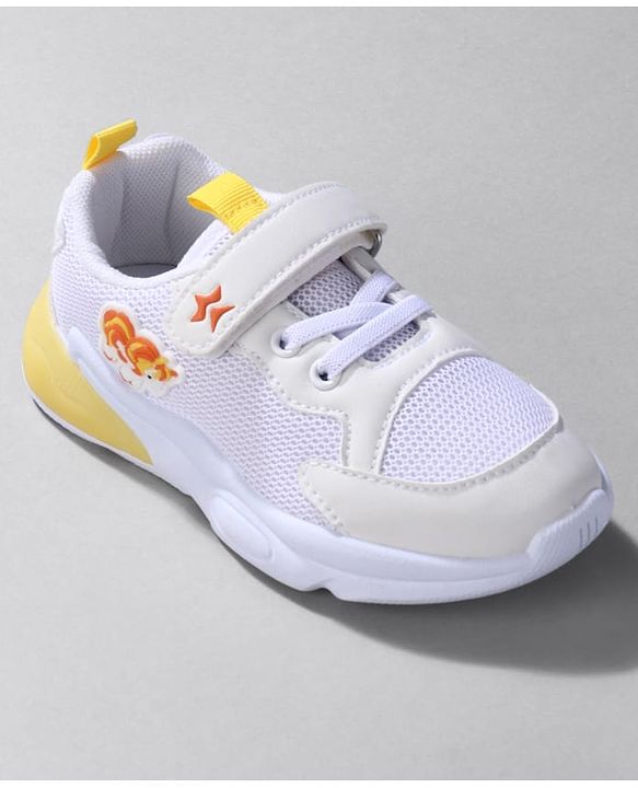 Cute Walk by Babyhug Sneaker Shoes With Animal Applique & Velcro Closure - Grey