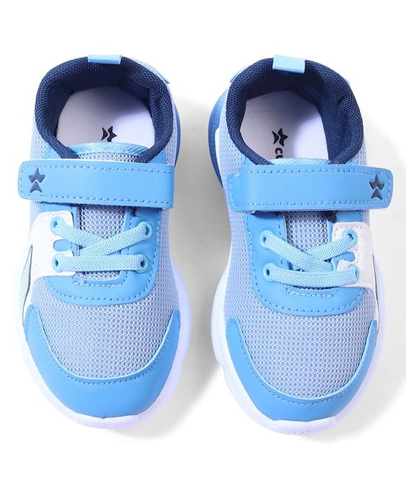 Cute Walk by Babyhug Velcro Closure Sneakers with Dino Applique - Blue