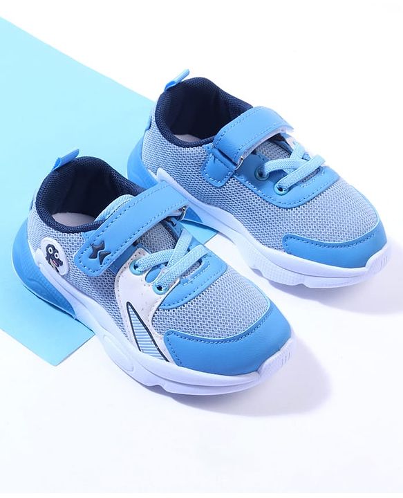 Cute Walk by Babyhug Velcro Closure Sneakers with Dino Applique - Blue