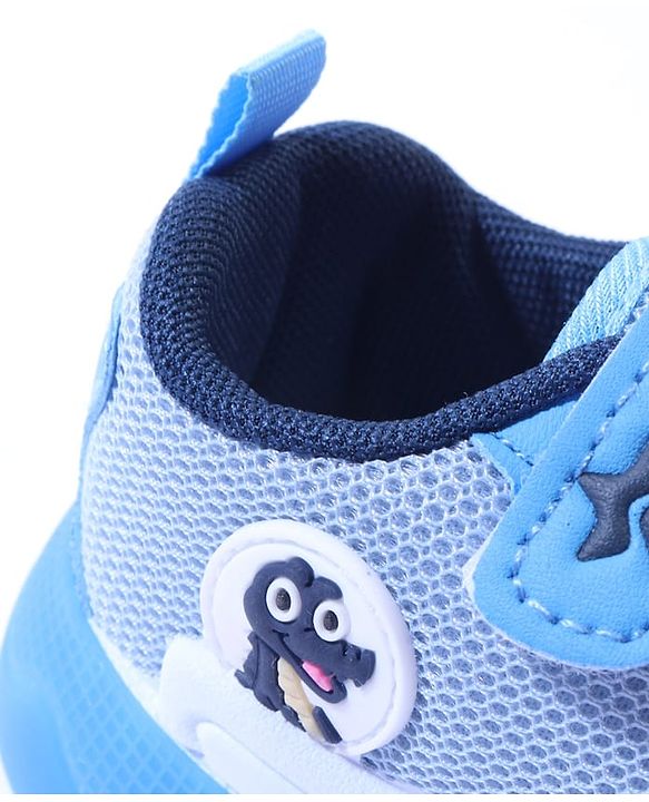Cute Walk by Babyhug Velcro Closure Sneakers with Dino Applique - Blue